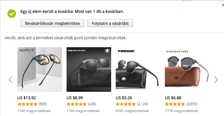 Kosár vagy vásárlás folytatása